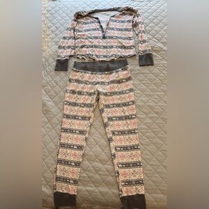 Vintage Victoria's Secret PJ’s Thermal Waffle Snowflake Bear Gray/pink - MD